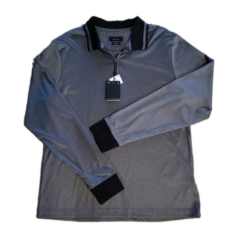 Porter & Ash Mens XL 1/4 Zip  NWT Gray Long Sleeve Cotton Blend Knitted Jacquard